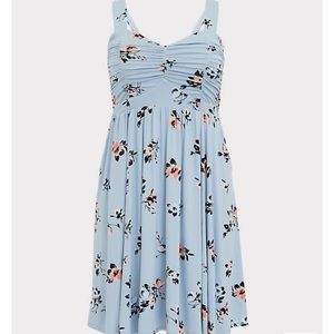 NWT Torrid Super Soft Light Blue Flowered Dress, Size 00